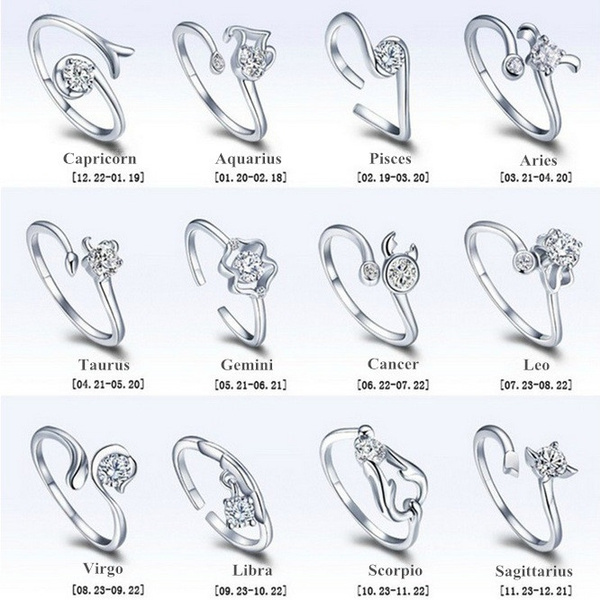 Trendy 12 Constellation Zodiac Sign Ring For Women Silver Color With CZ  Zircon Opening Perfect Christmas Gift From Chinaseller2018, $3.99 |  DHgate.Com